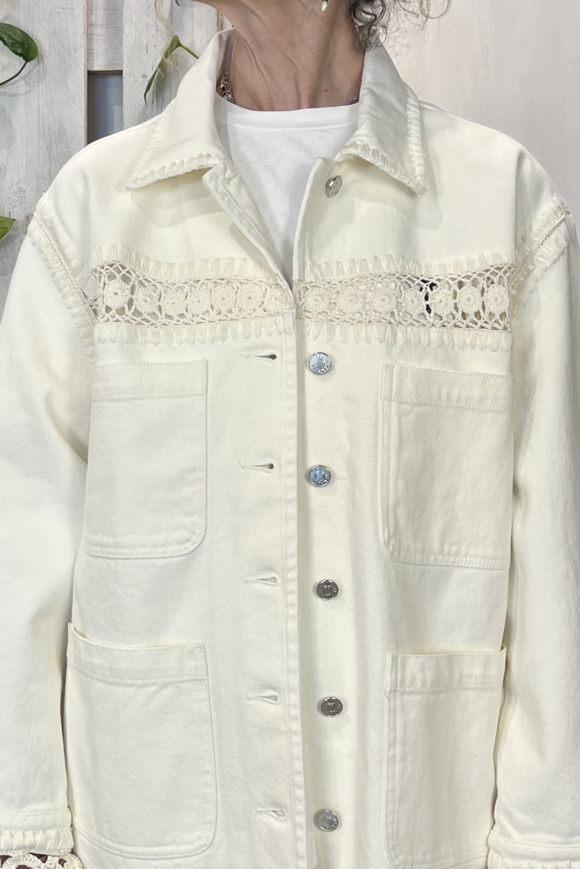 Giacca denim con intarsi