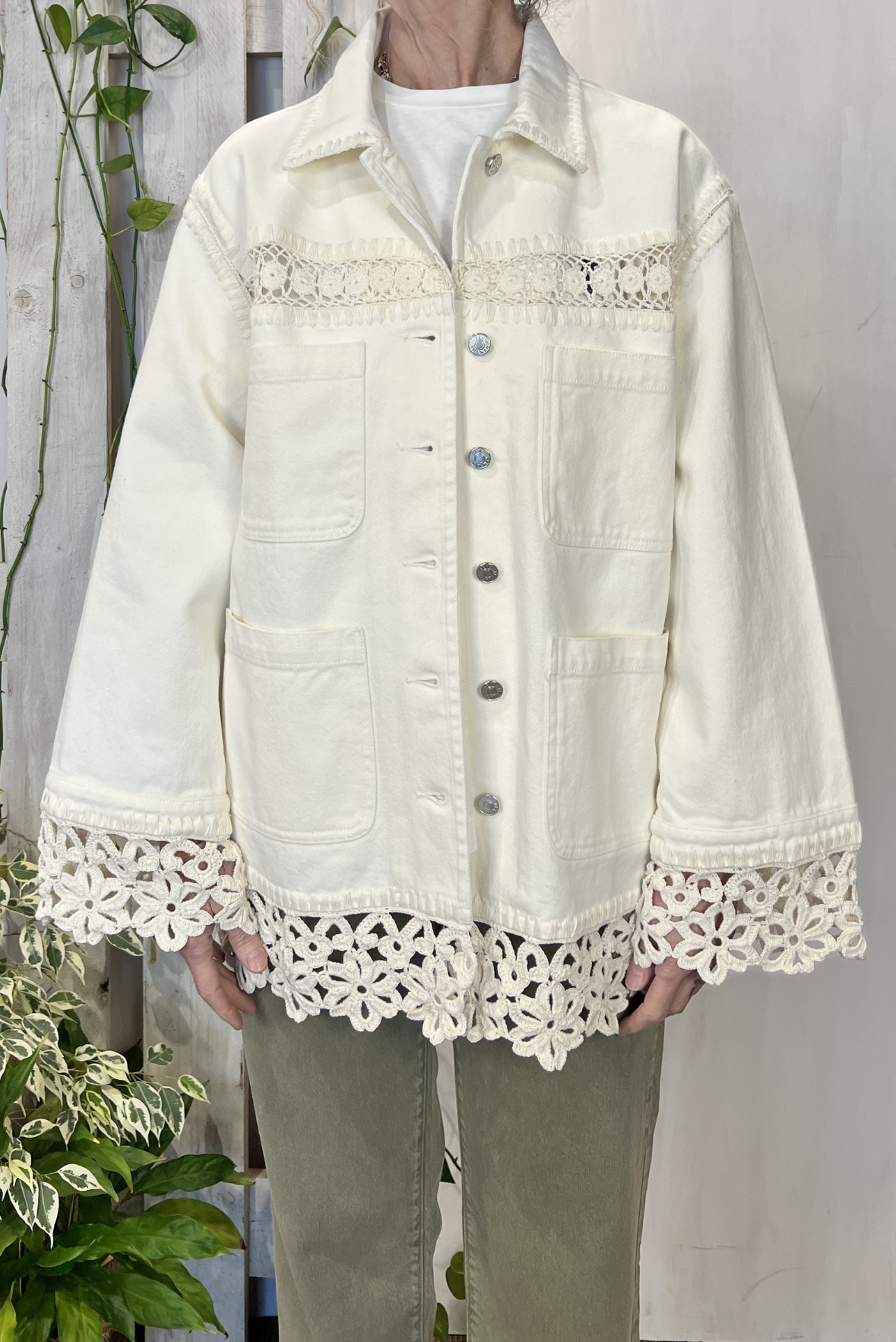 Giacca denim con intarsi