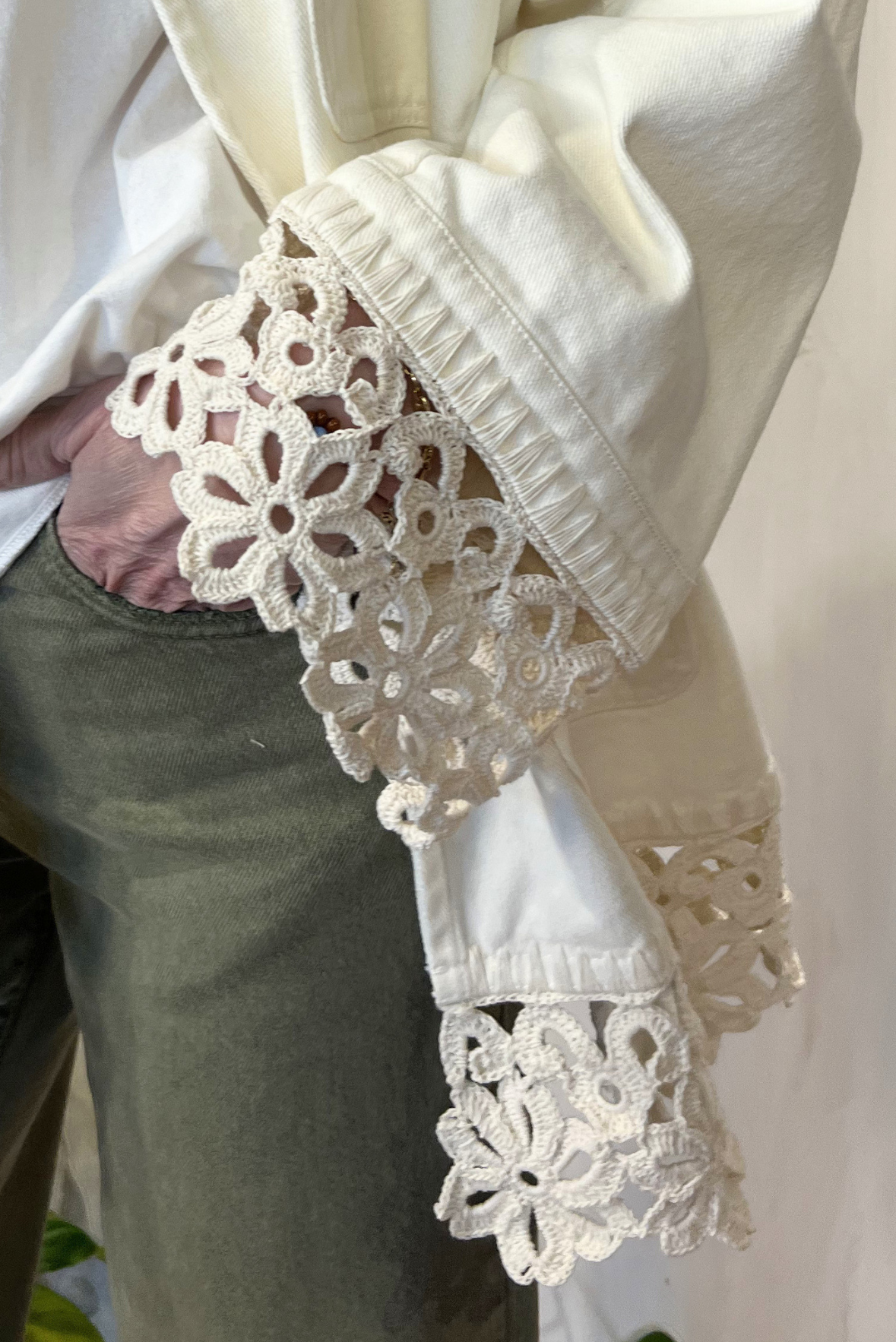 Giacca denim con intarsi