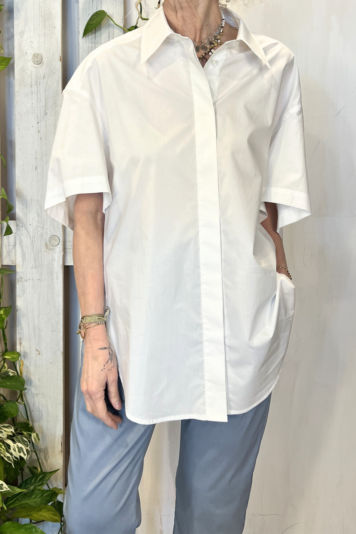 Camicia over in popeline