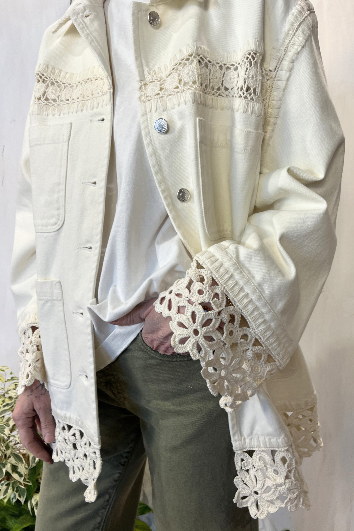 Giacca denim con intarsi
