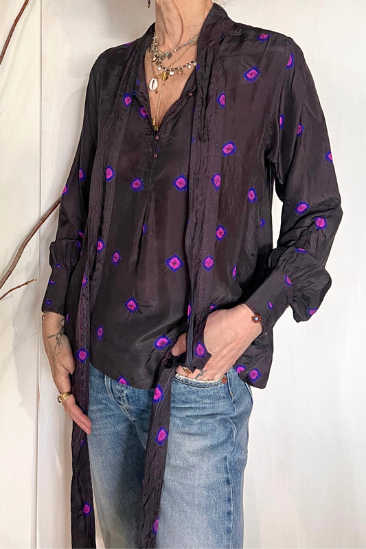 Camicia in seta con fiocco