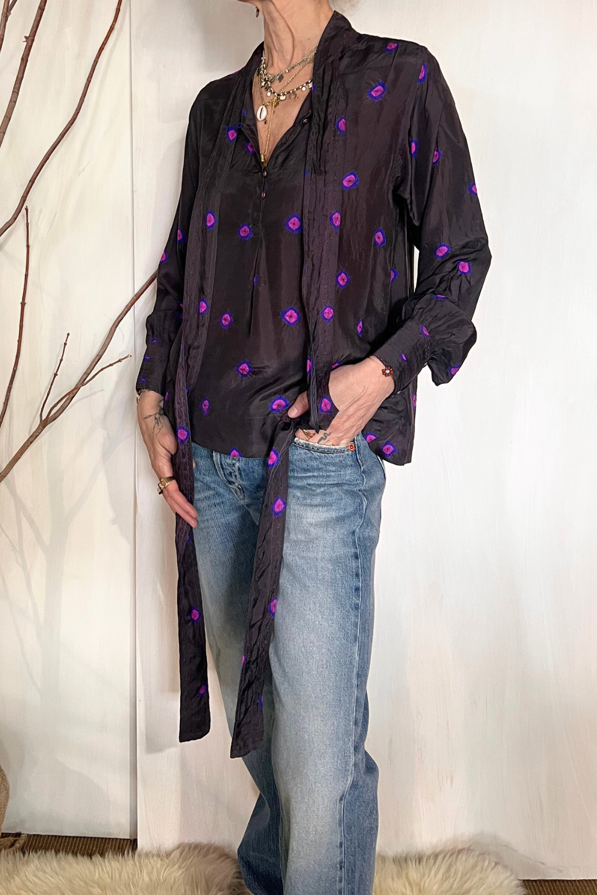 Camicia in seta con fiocco