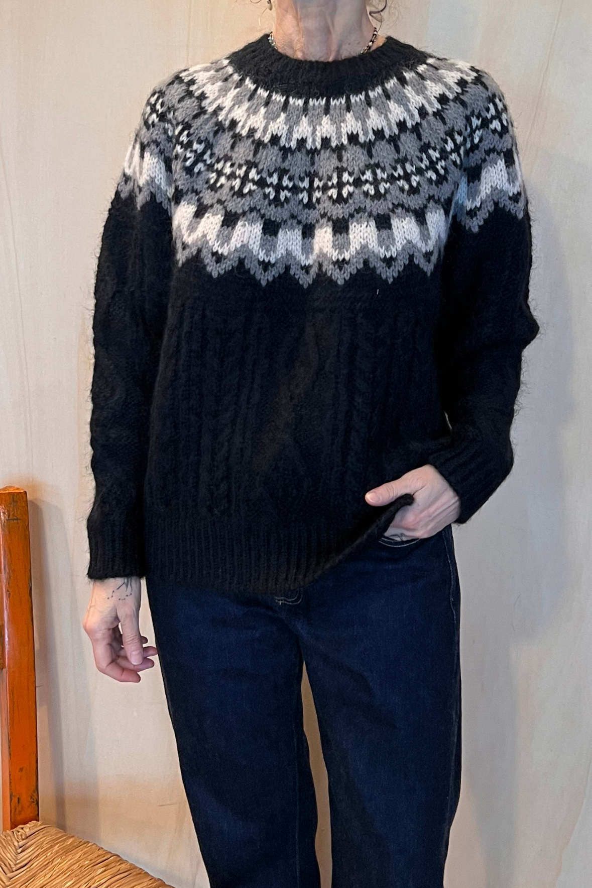 Maglia nordica in mohair