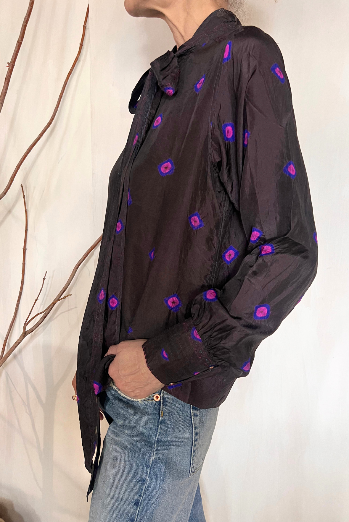 Camicia in seta con fiocco