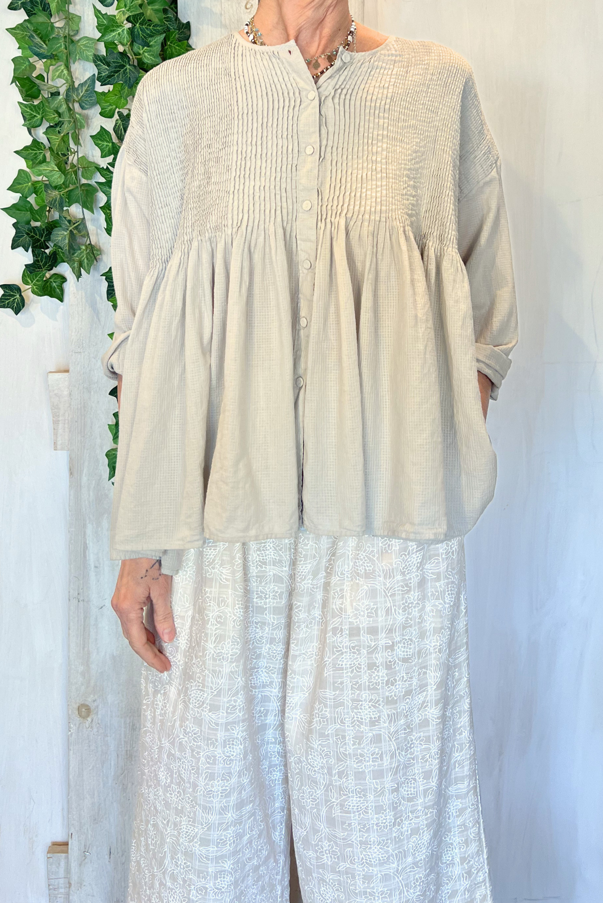 Camicia plissettata in cotone