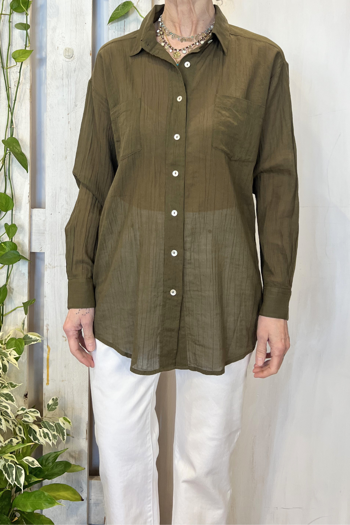 Camicia over in mussola di cotone