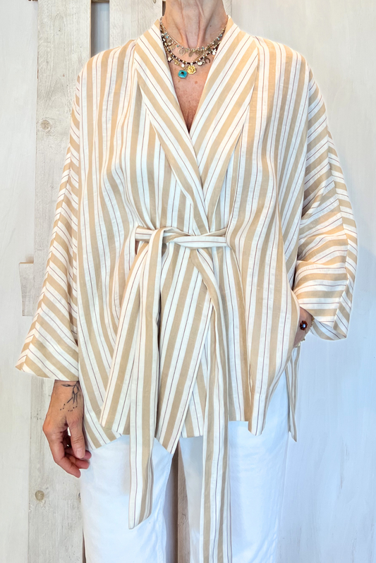 Camicia kimono in lino