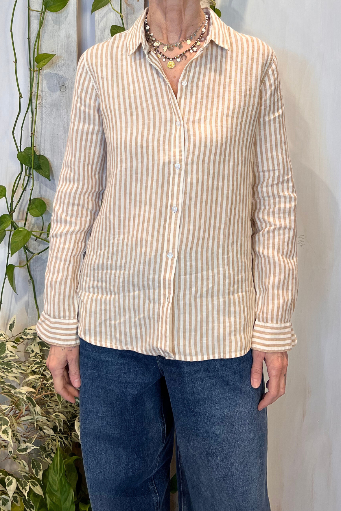 Camicia in lino a righe