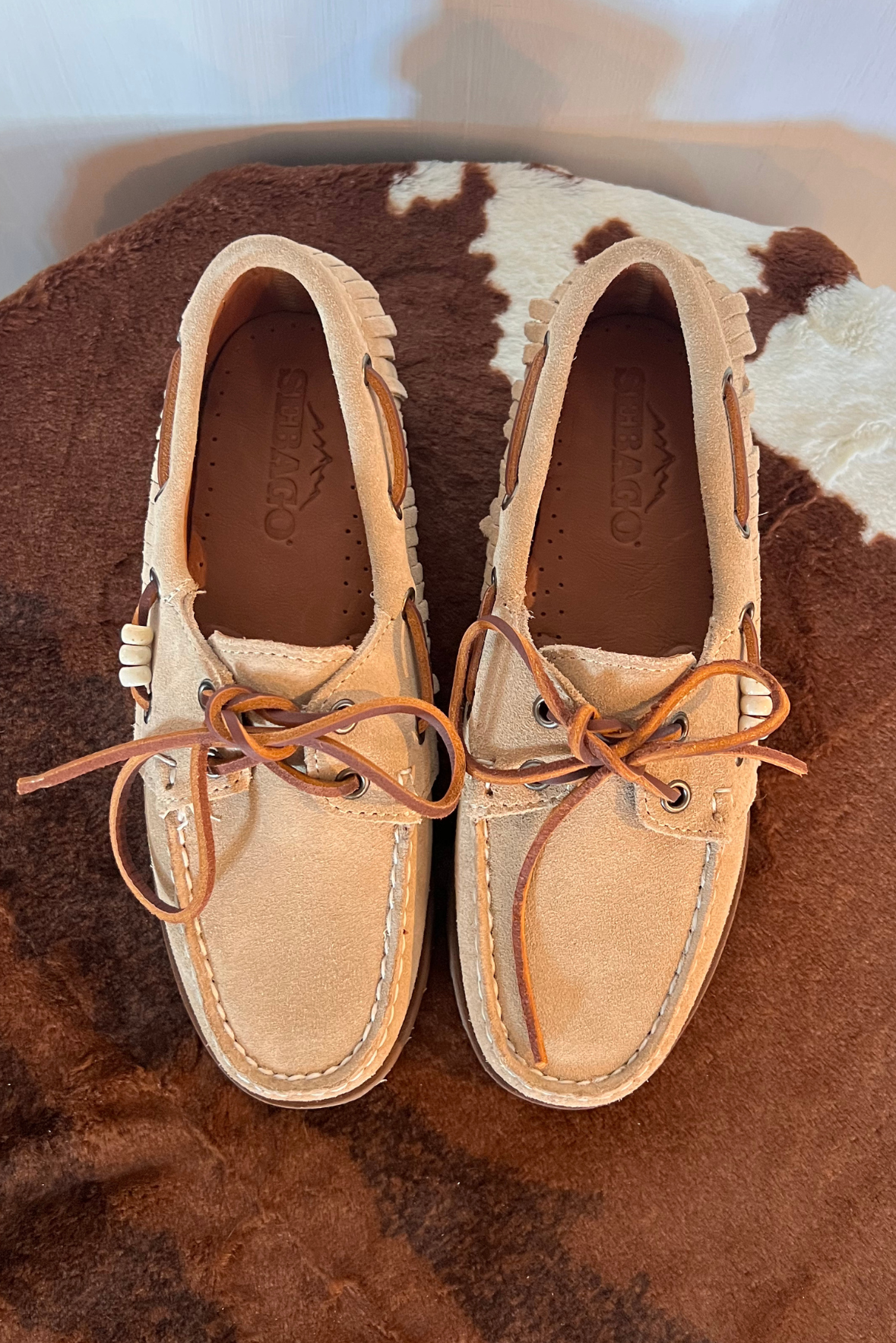 Mocassino in suede con frange