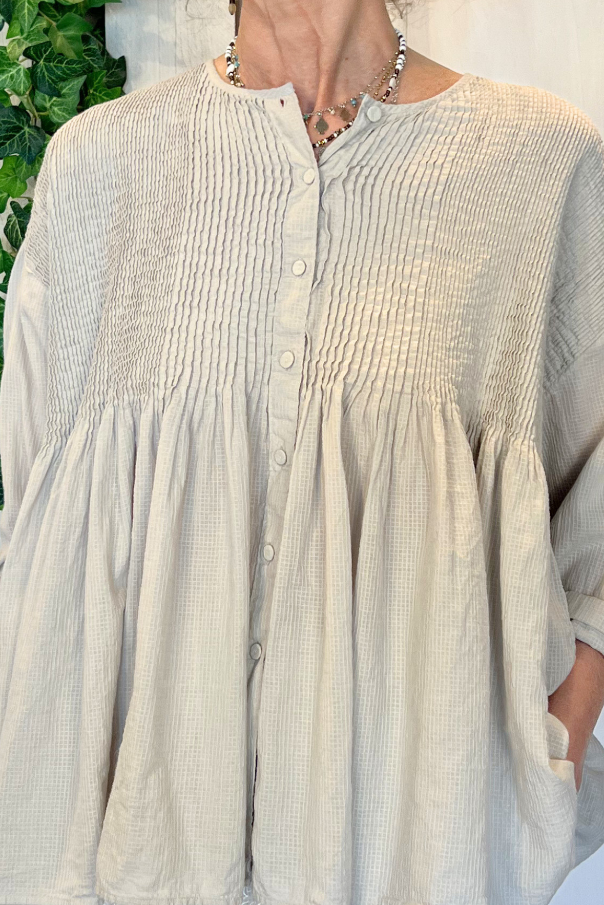 Camicia plissettata in cotone