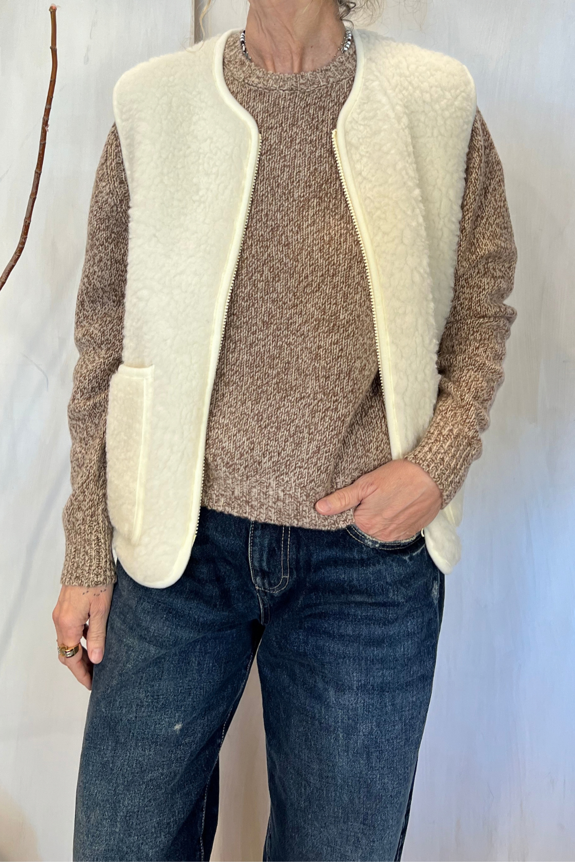 Gilet in lana riccia tricot
