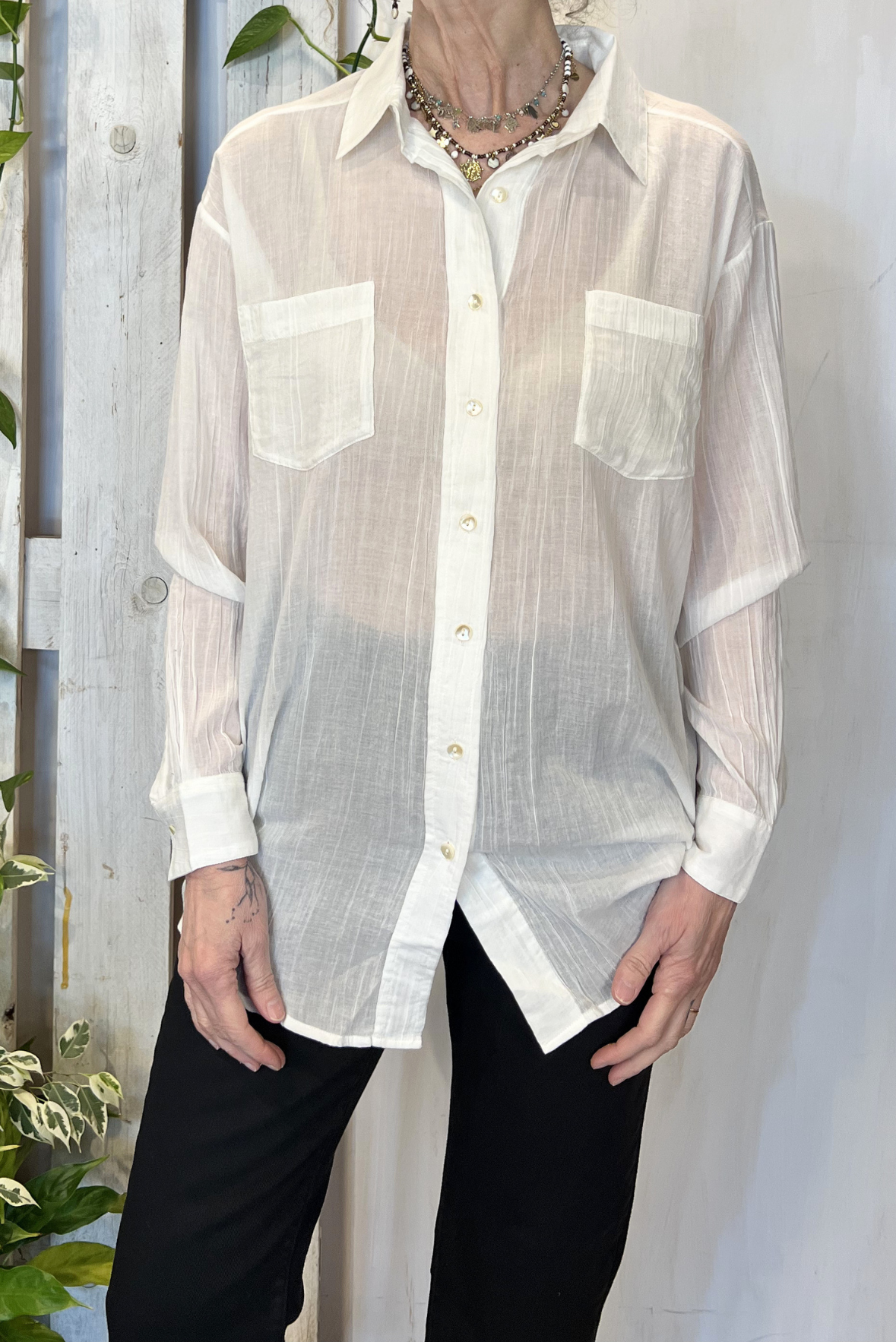 Camicia over in mussola di cotone