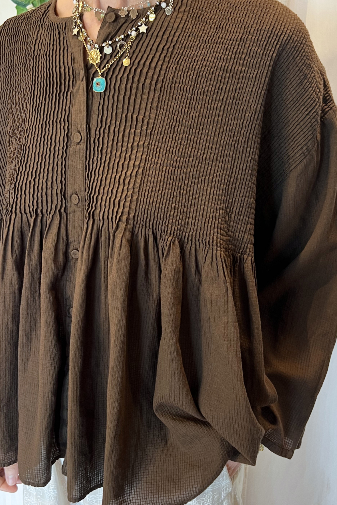 Camicia plissettata in cotone