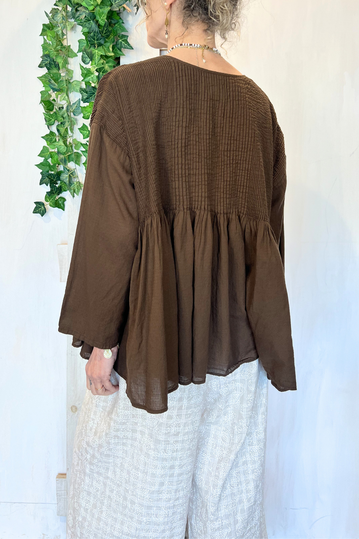 Camicia plissettata in cotone