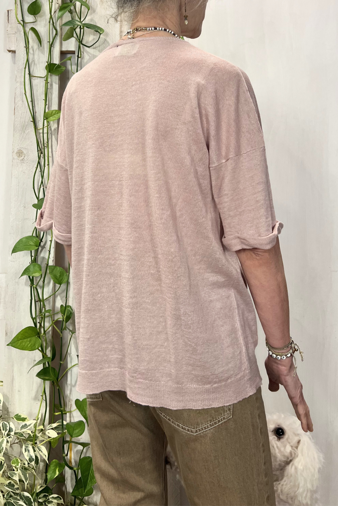 T-shirt in maglia lino e seta