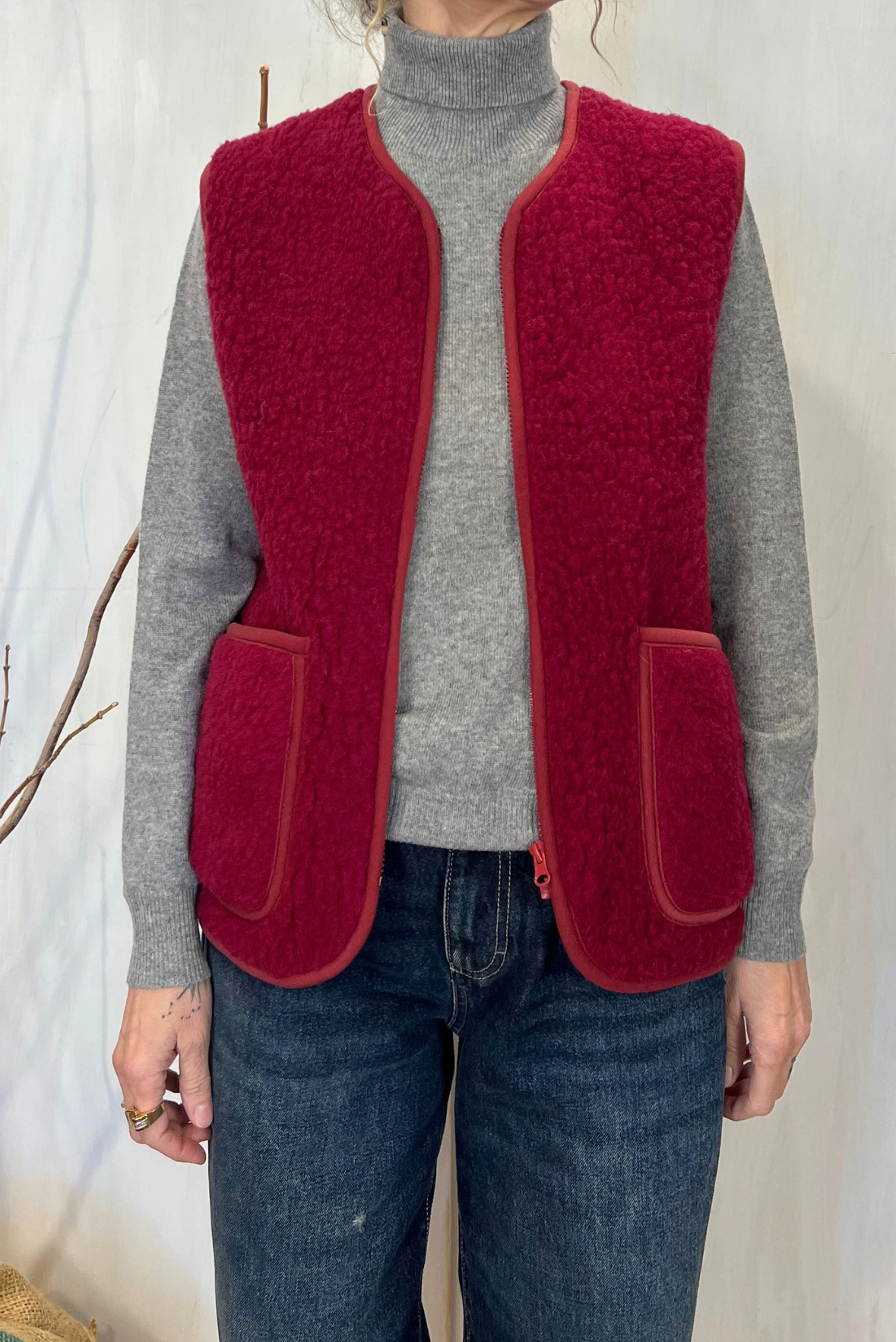 Gilet in lana riccia tricot