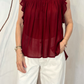 Top punto smock con rouches