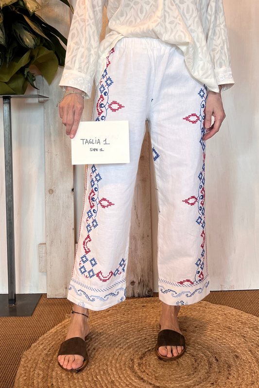 Pantalone con ricami
