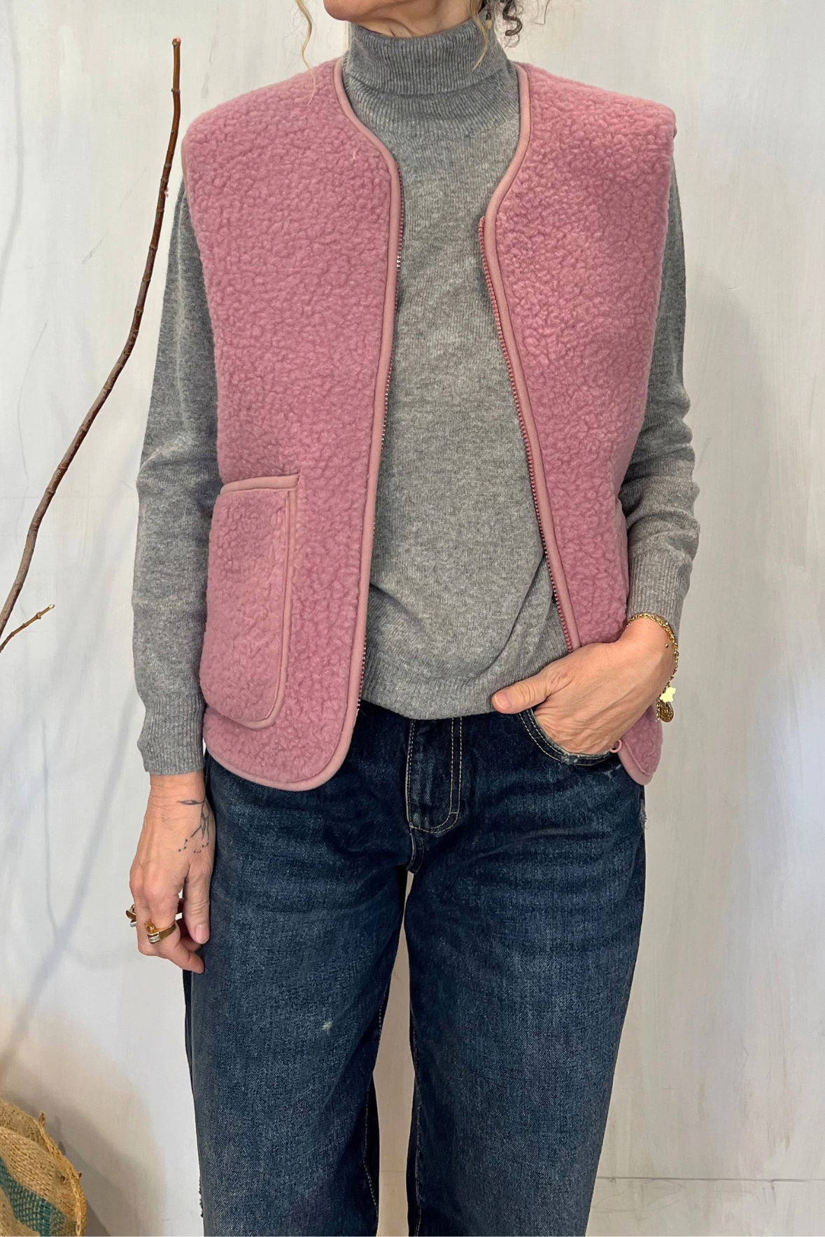 Gilet in lana riccia tricot