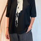 Blusa con rouches a contrasto