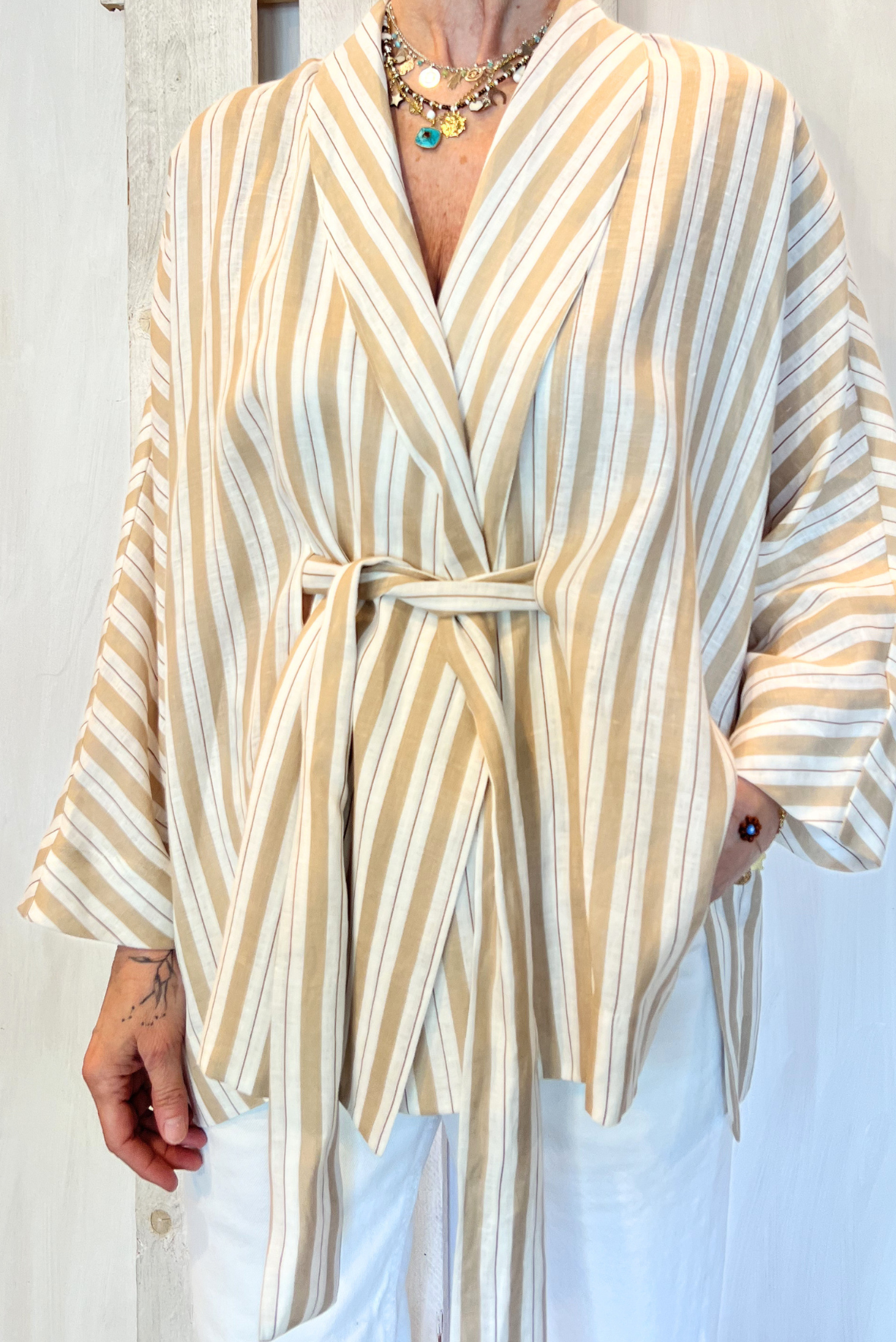 Camicia kimono in lino