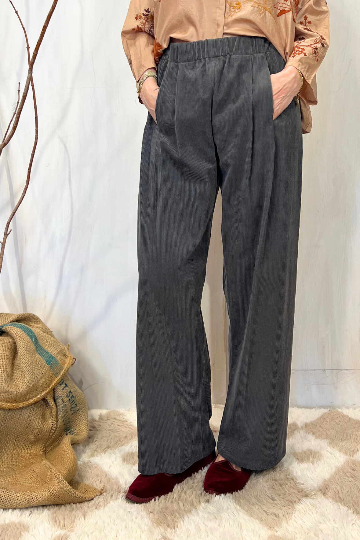 Pantalone palazzo in velluto