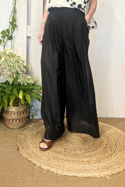 Pantalone a palazzo misto seta