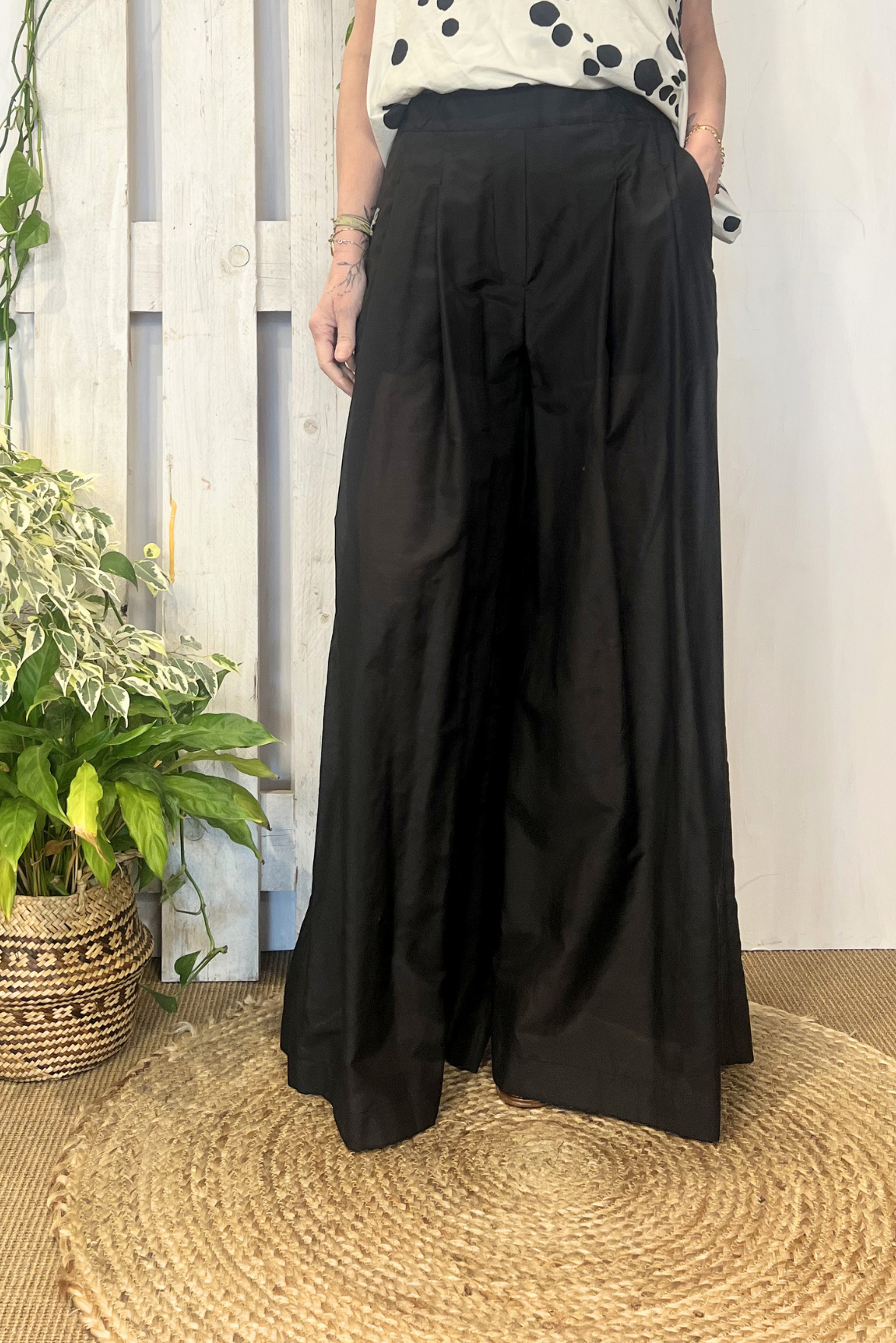 Pantalone a palazzo misto seta