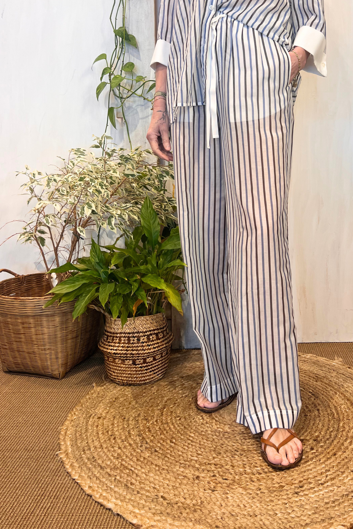 Pantalone a palazzo misto seta