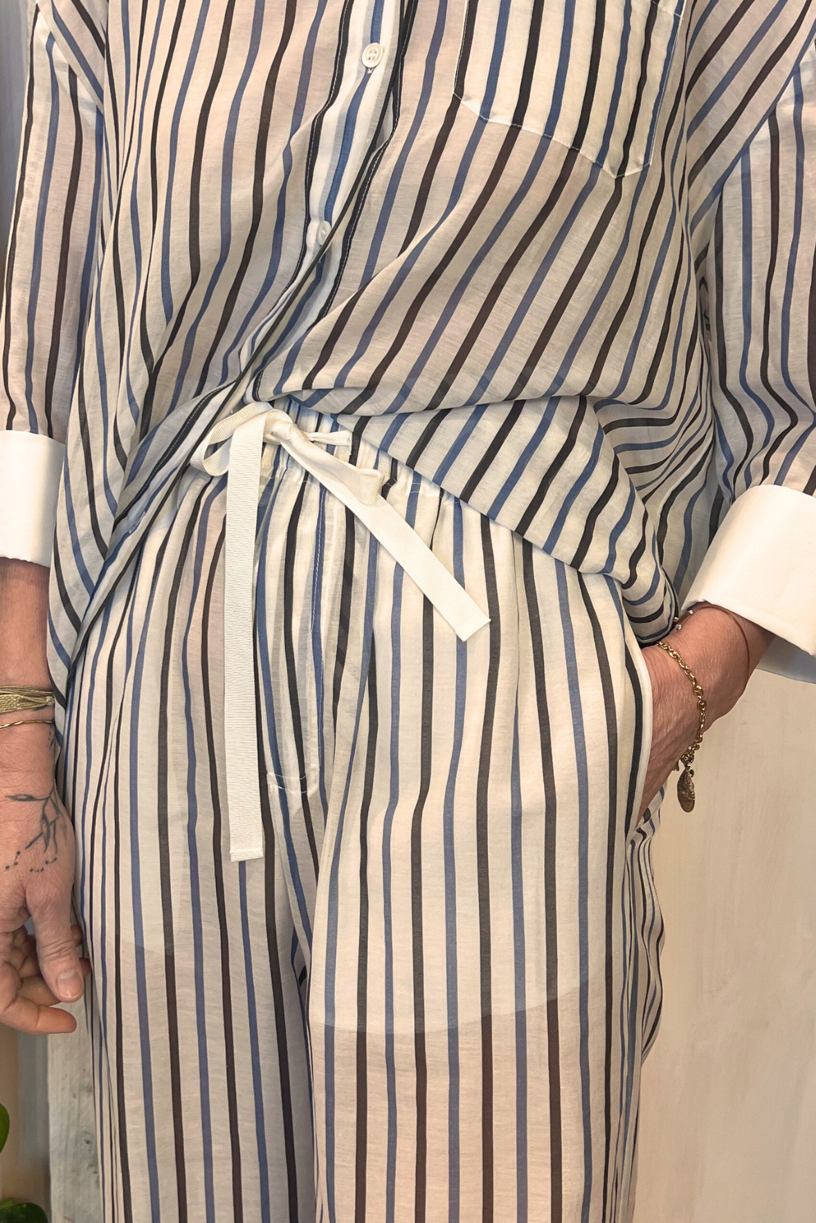 Pantalone a palazzo misto seta