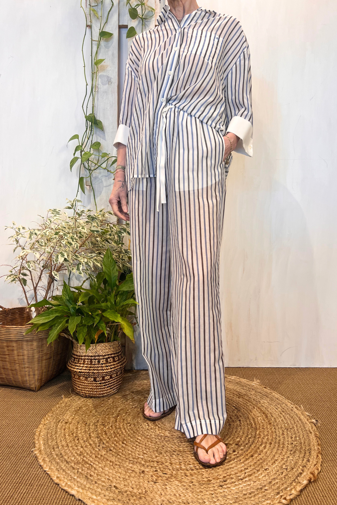 Pantalone a palazzo misto seta