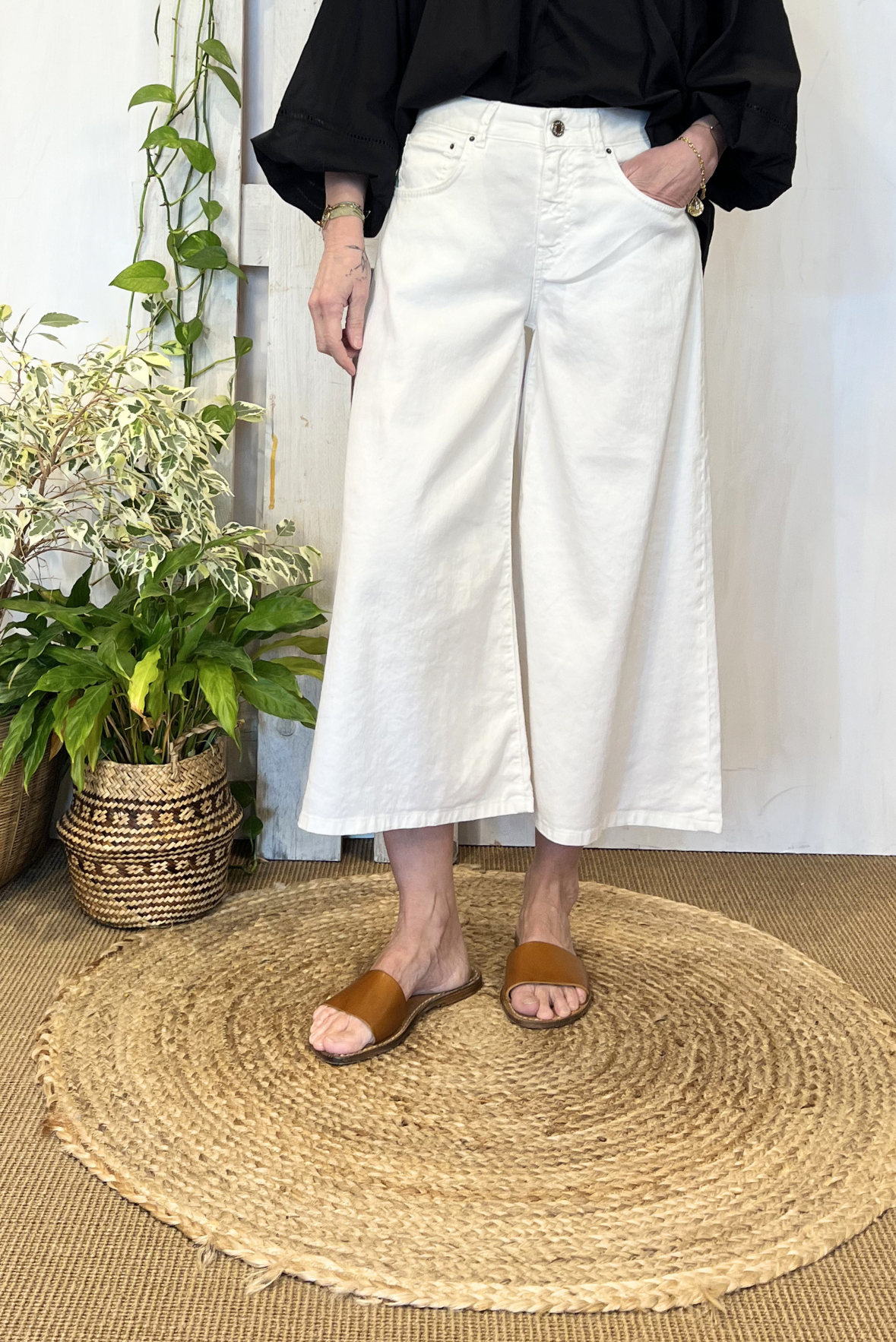 Gonna pantalone misto lino