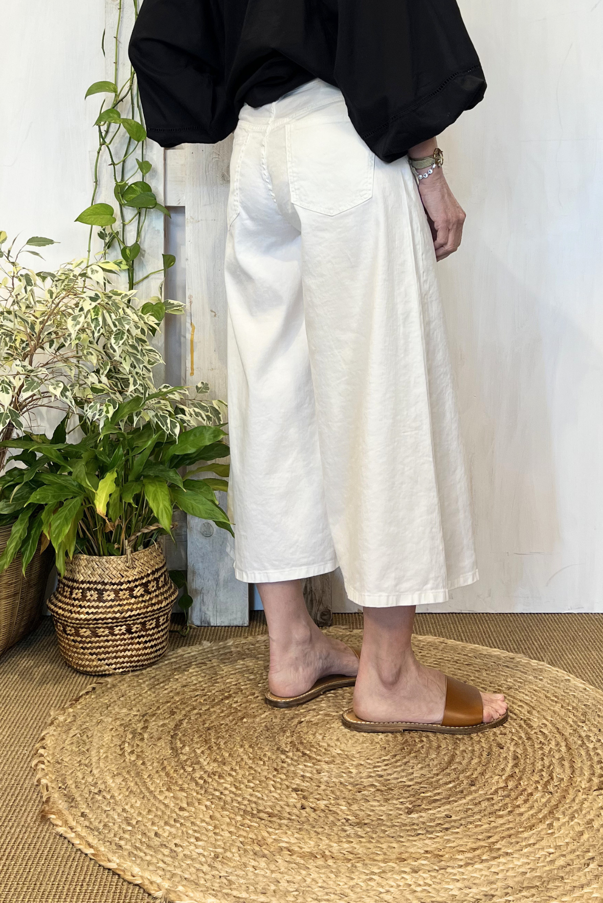 Gonna pantalone misto lino