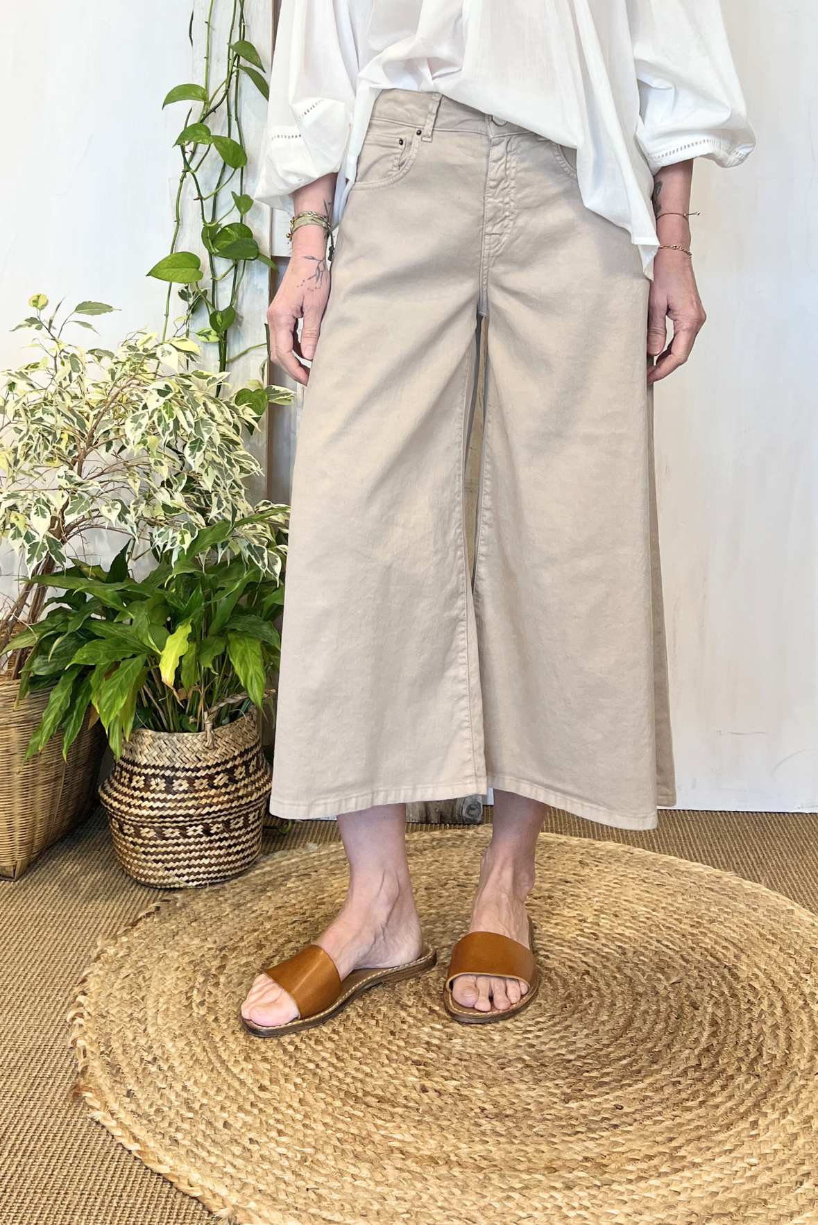 Gonna pantalone misto lino