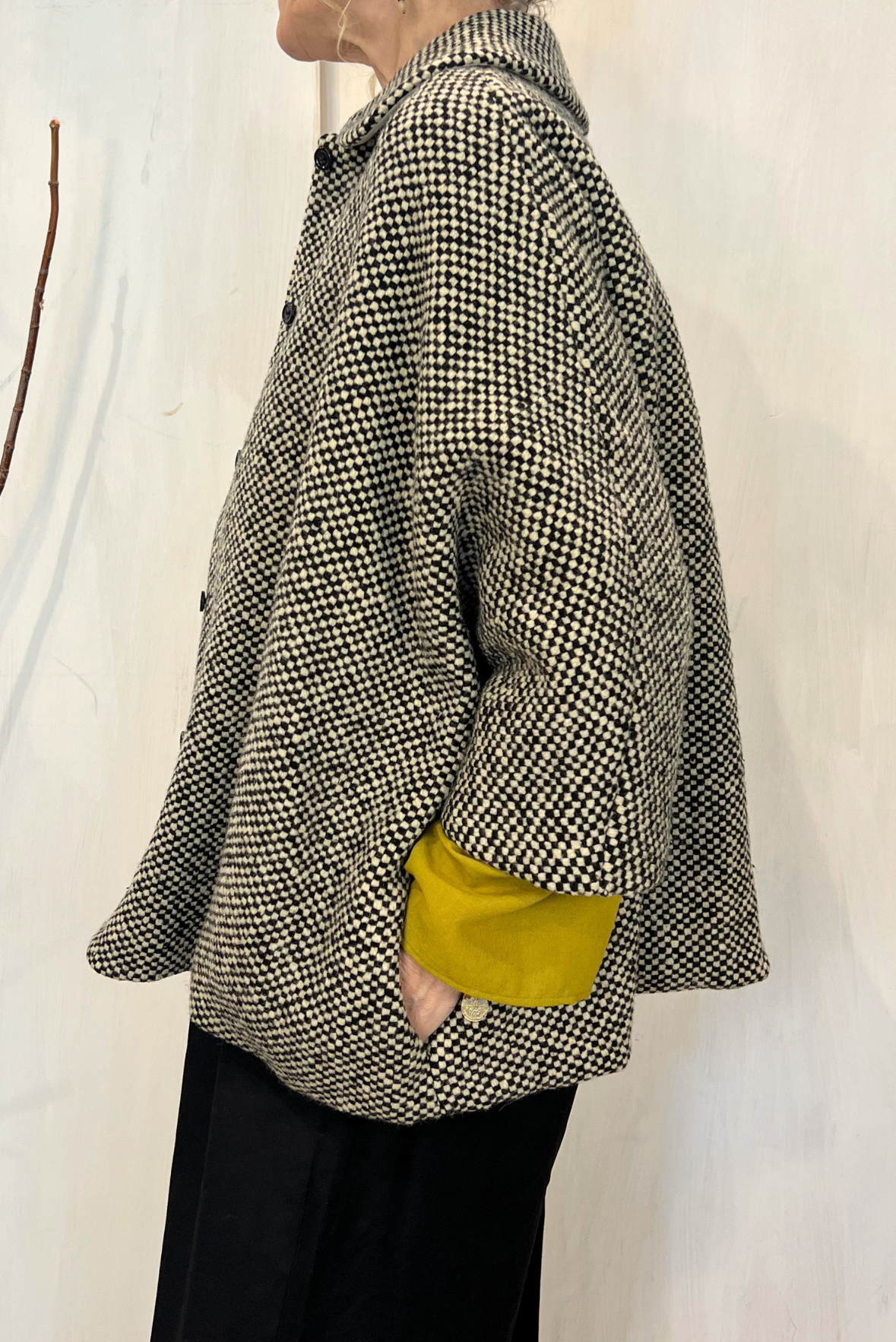 Cappottino kimono corto in lana