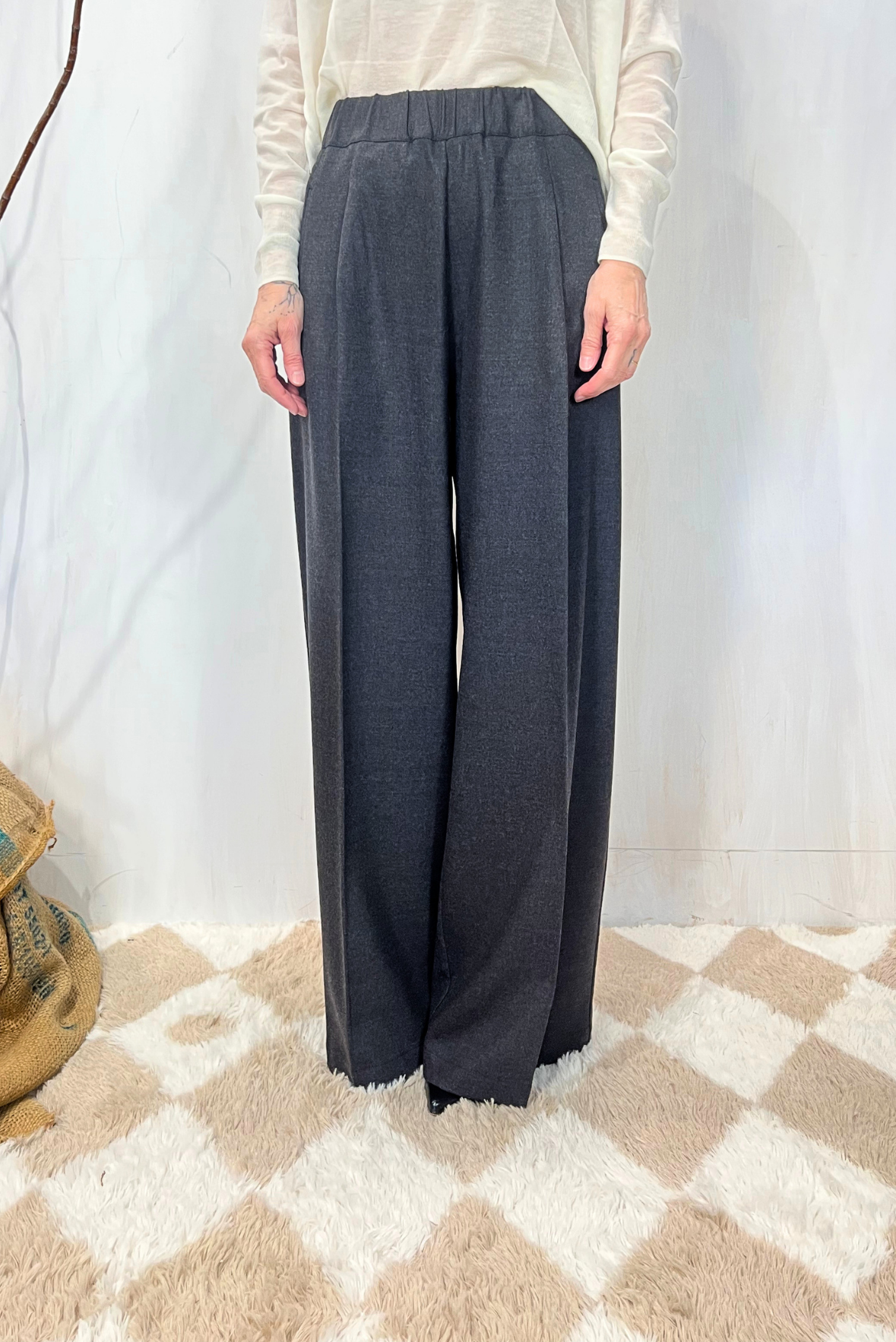 Pantalone palazzo in flanella