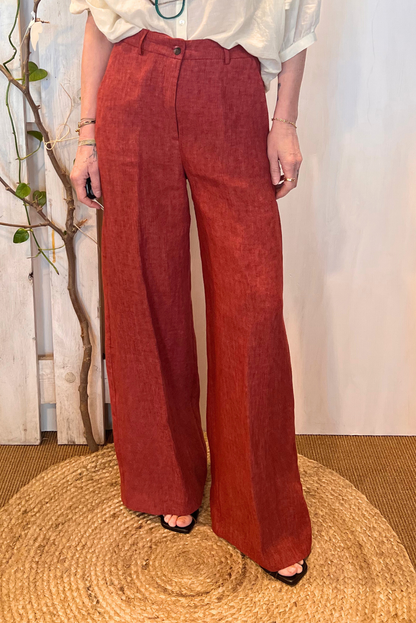 Pantalone a palazzo in lino