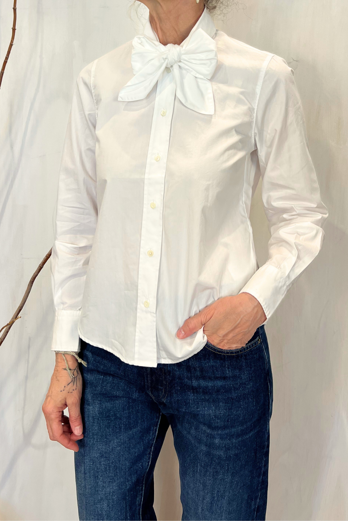 Camicia in popeline con fiocco
