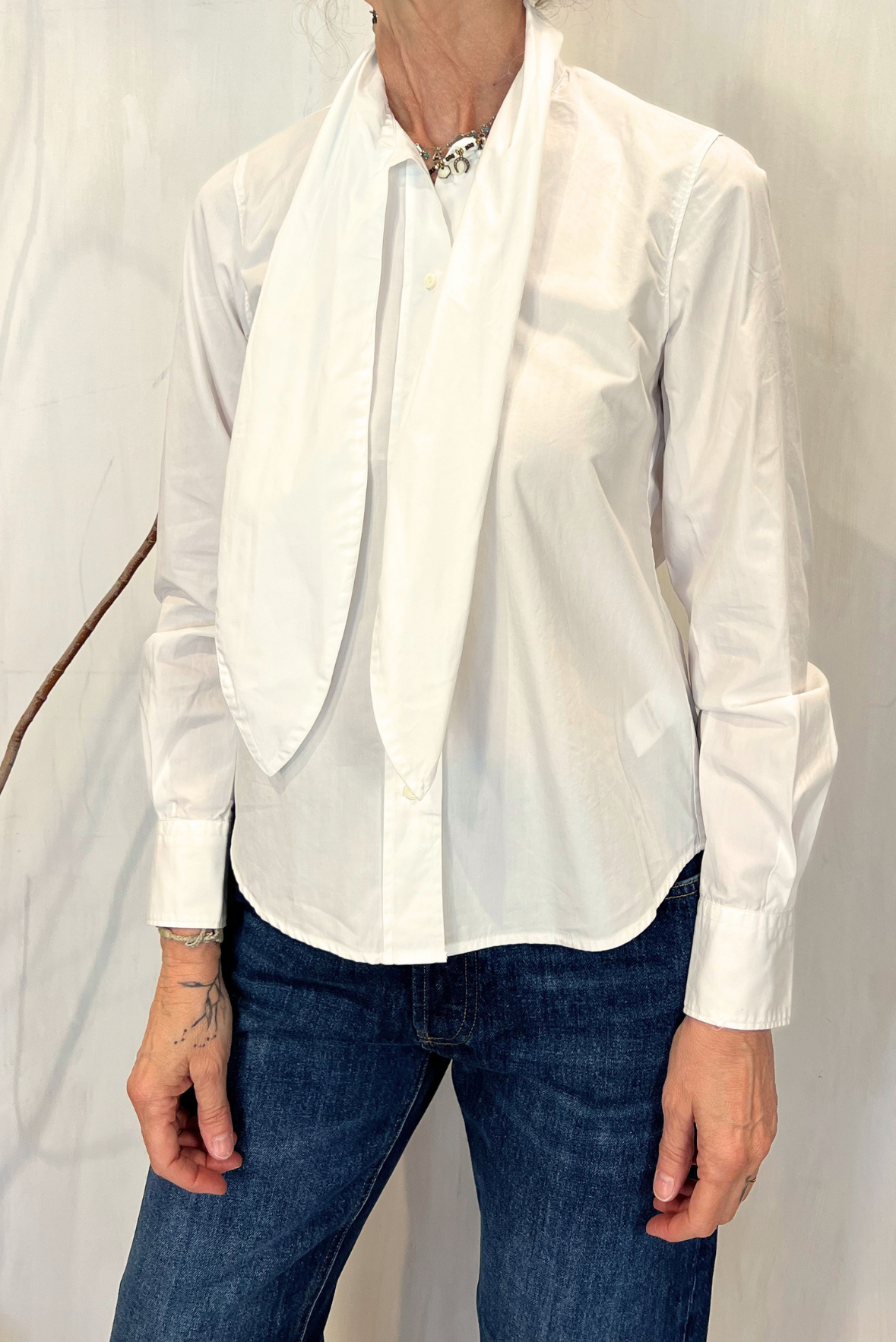 Camicia in popeline con fiocco