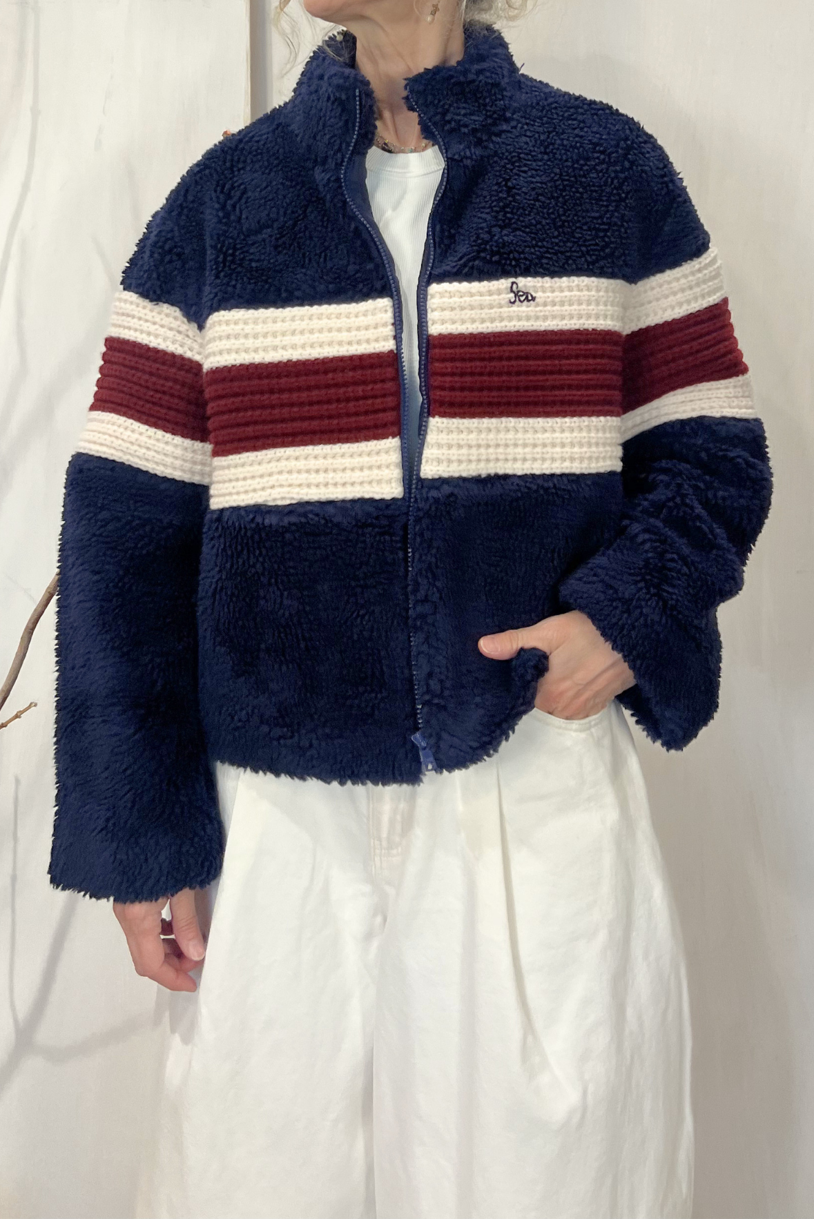Giubbotto pile dettaglio maglia