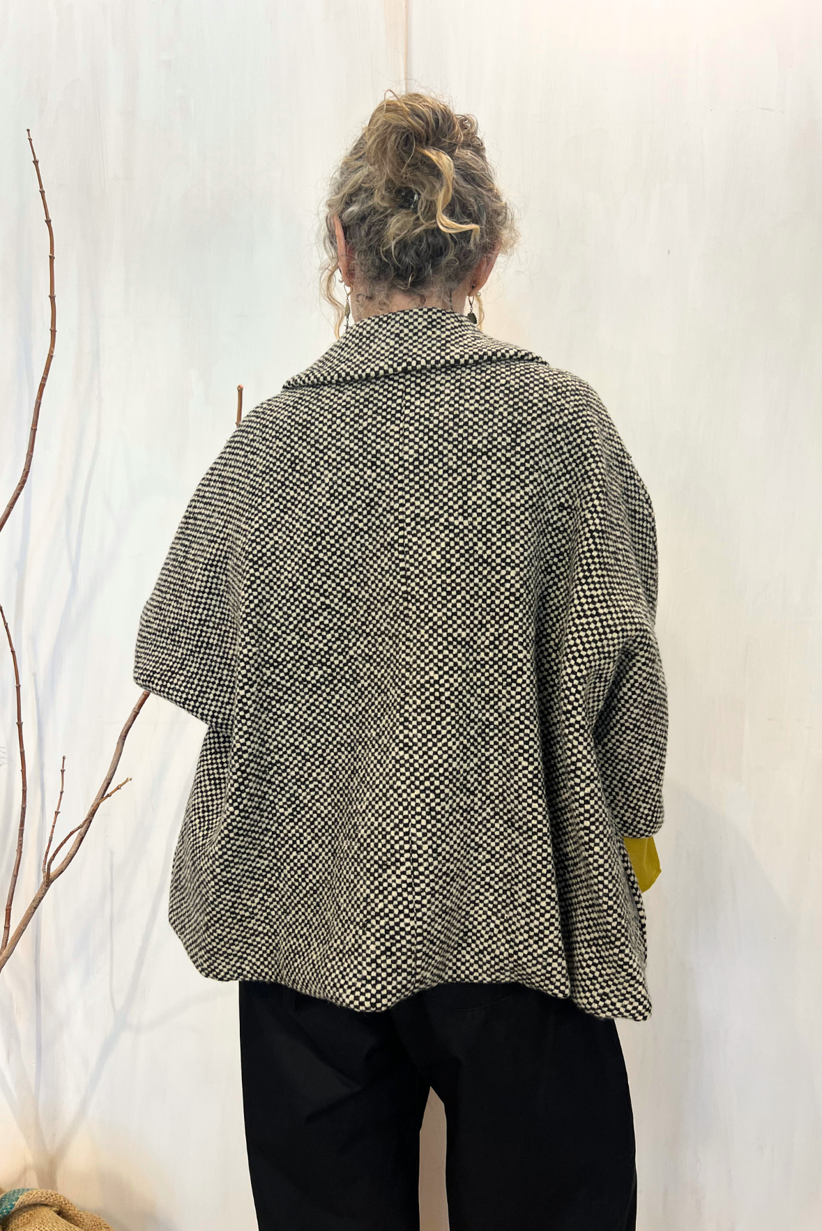 Cappottino kimono corto in lana