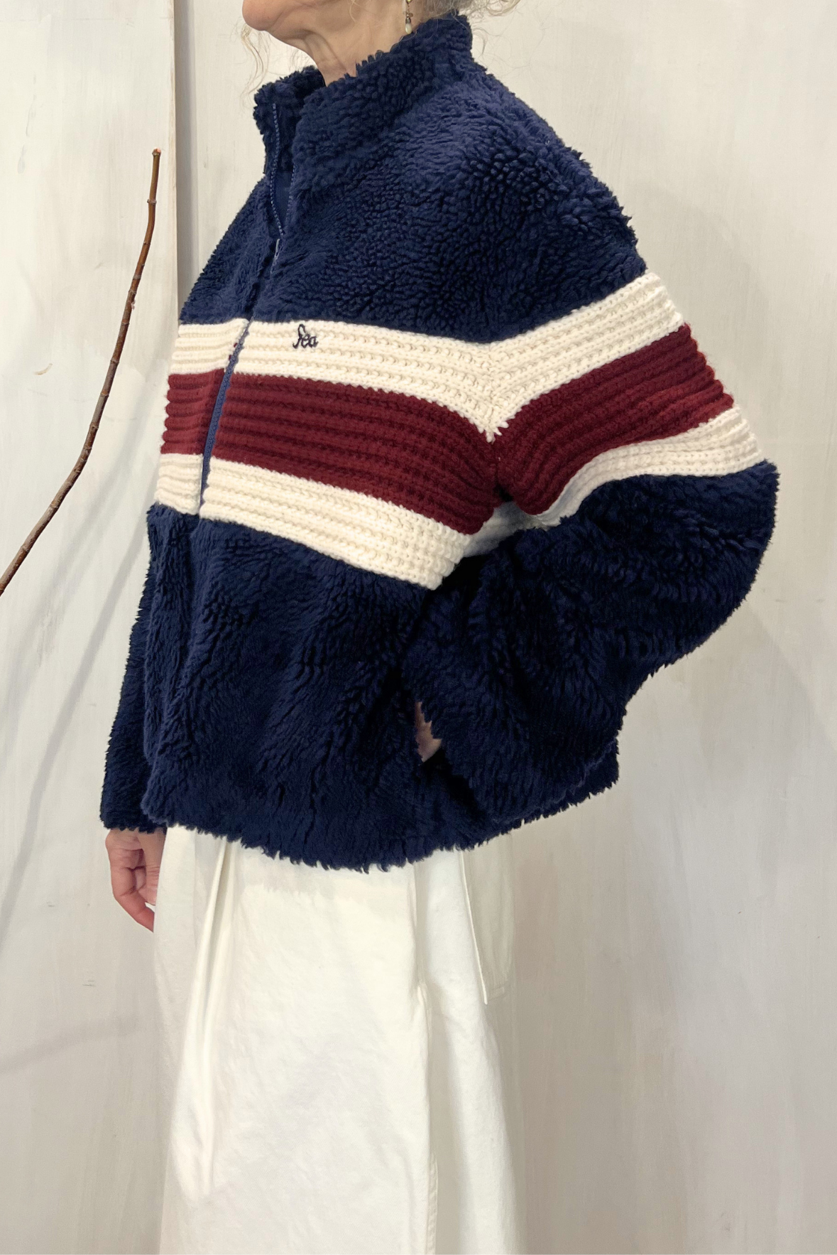 Giubbotto pile dettaglio maglia