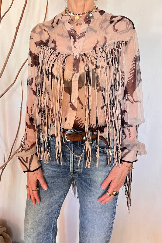 Camicia over con frange