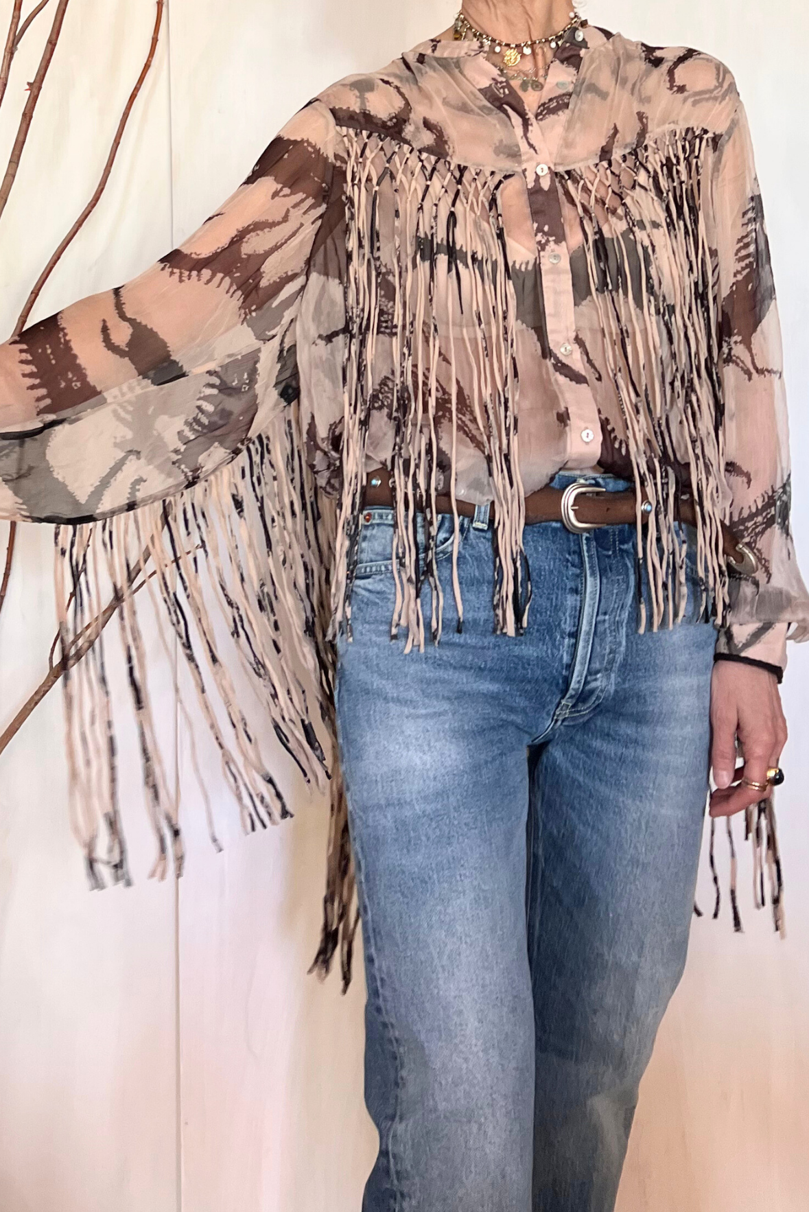 Camicia over con frange