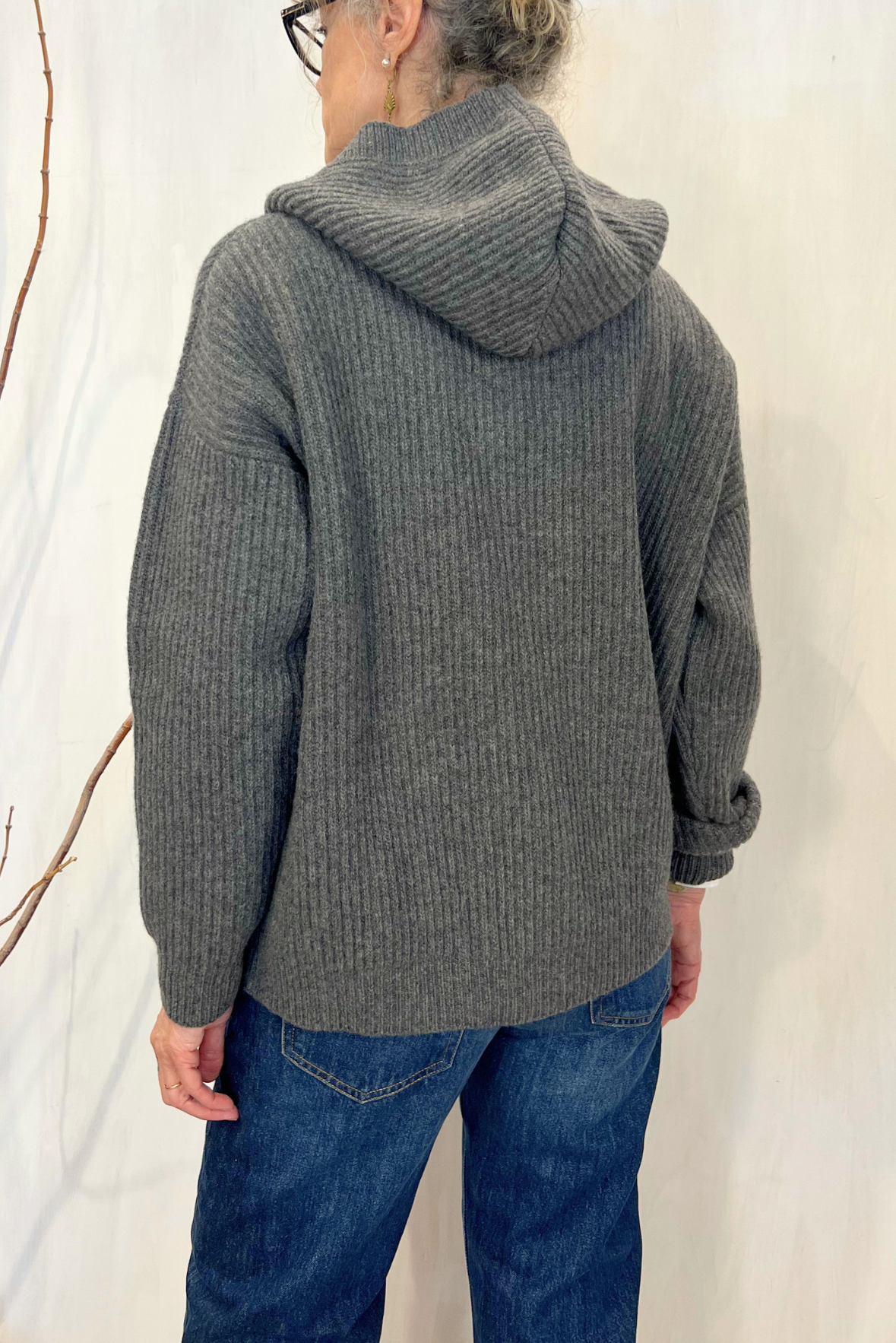 Maxi cardigan con cappuccio