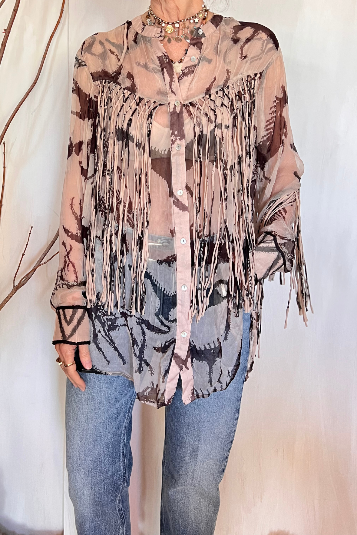 Camicia over con frange