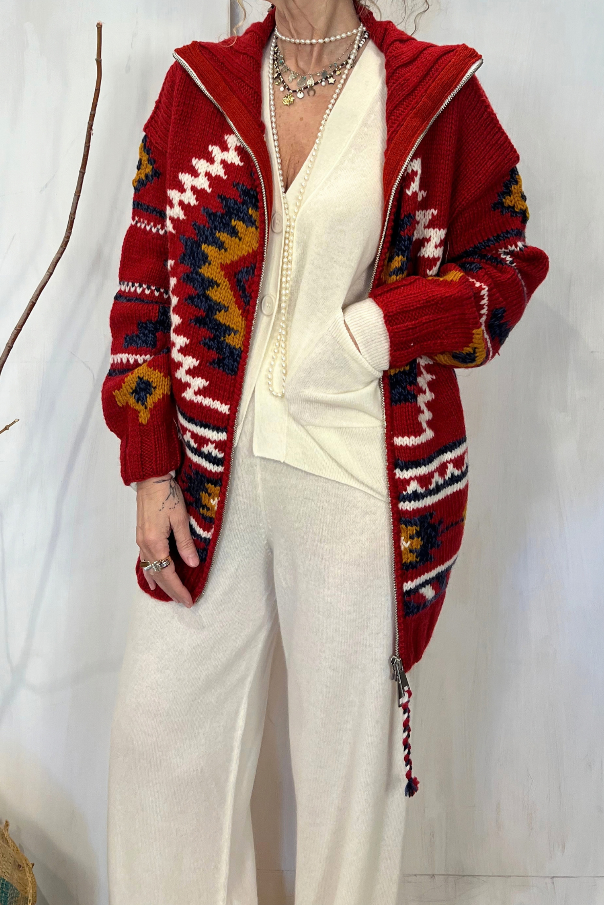Maxi cardigan in lana merino