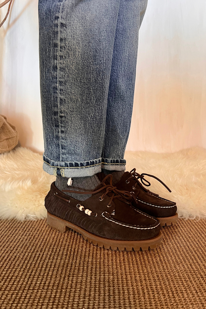 Mocassino in suede con frange