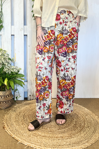 Pantalone a fantasia con ricami